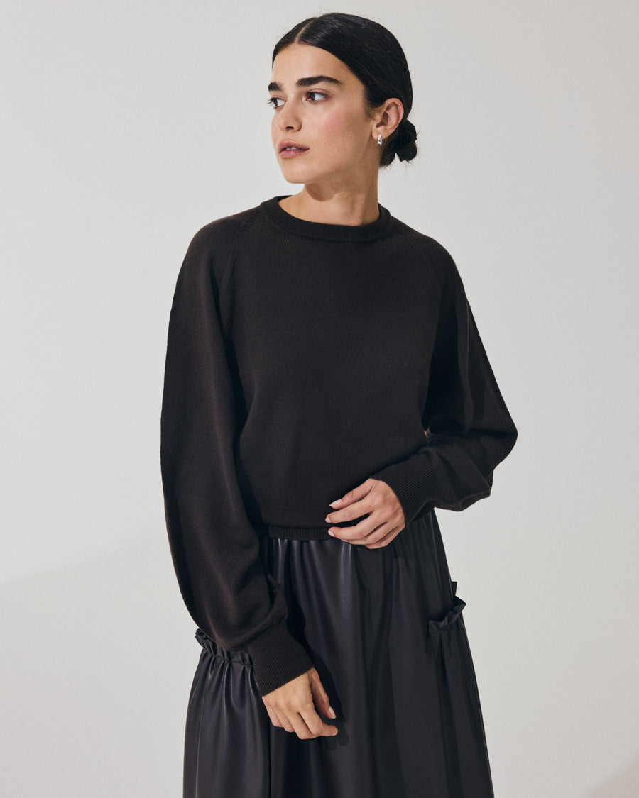 Scaglione ROUND NECK BOXY RAGLAN SEAMLESS MERINO EBANO Sottocosto