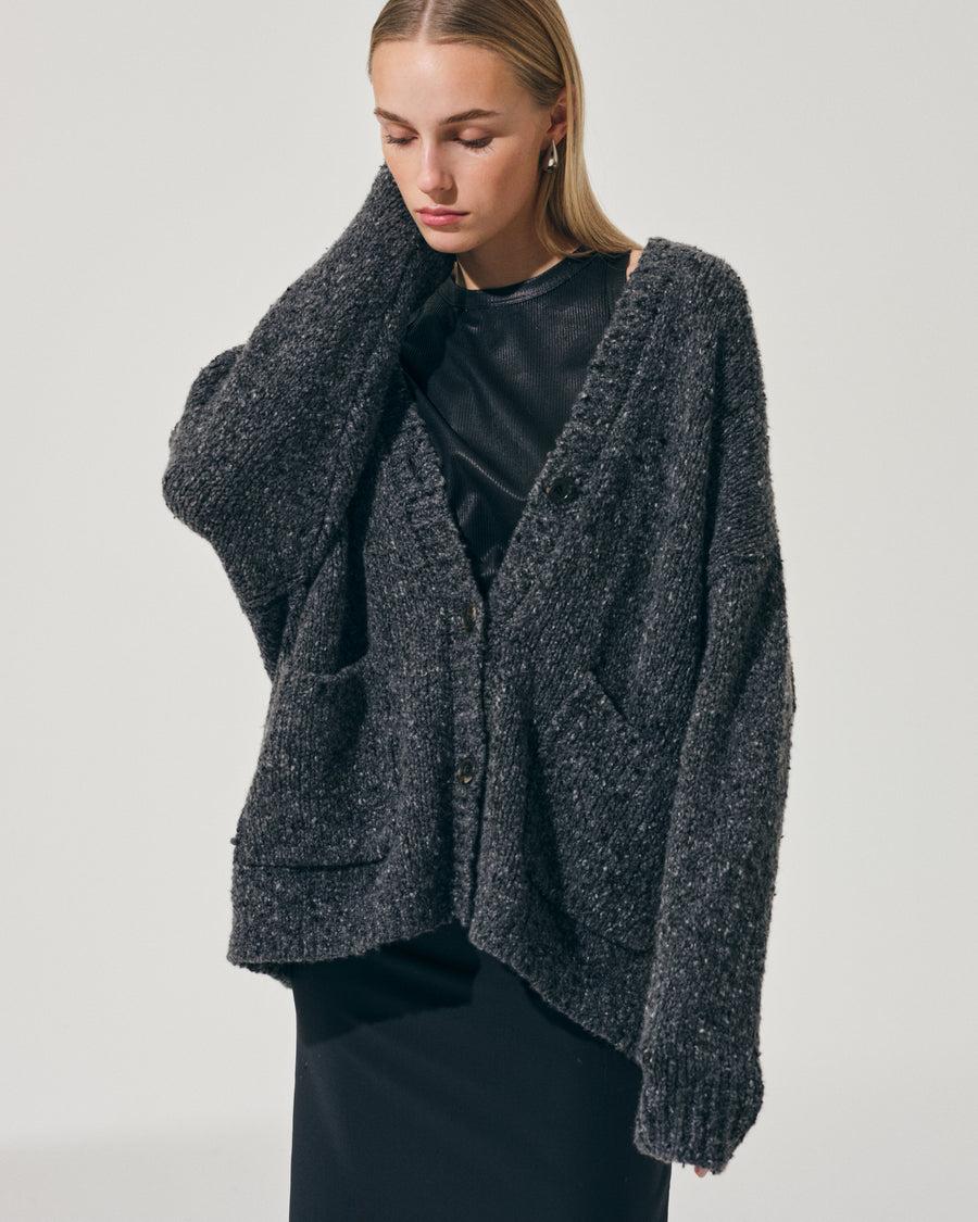 Scaglione MAXI CARDIGAN CASHMERE MULINE' BLACK Outlet
