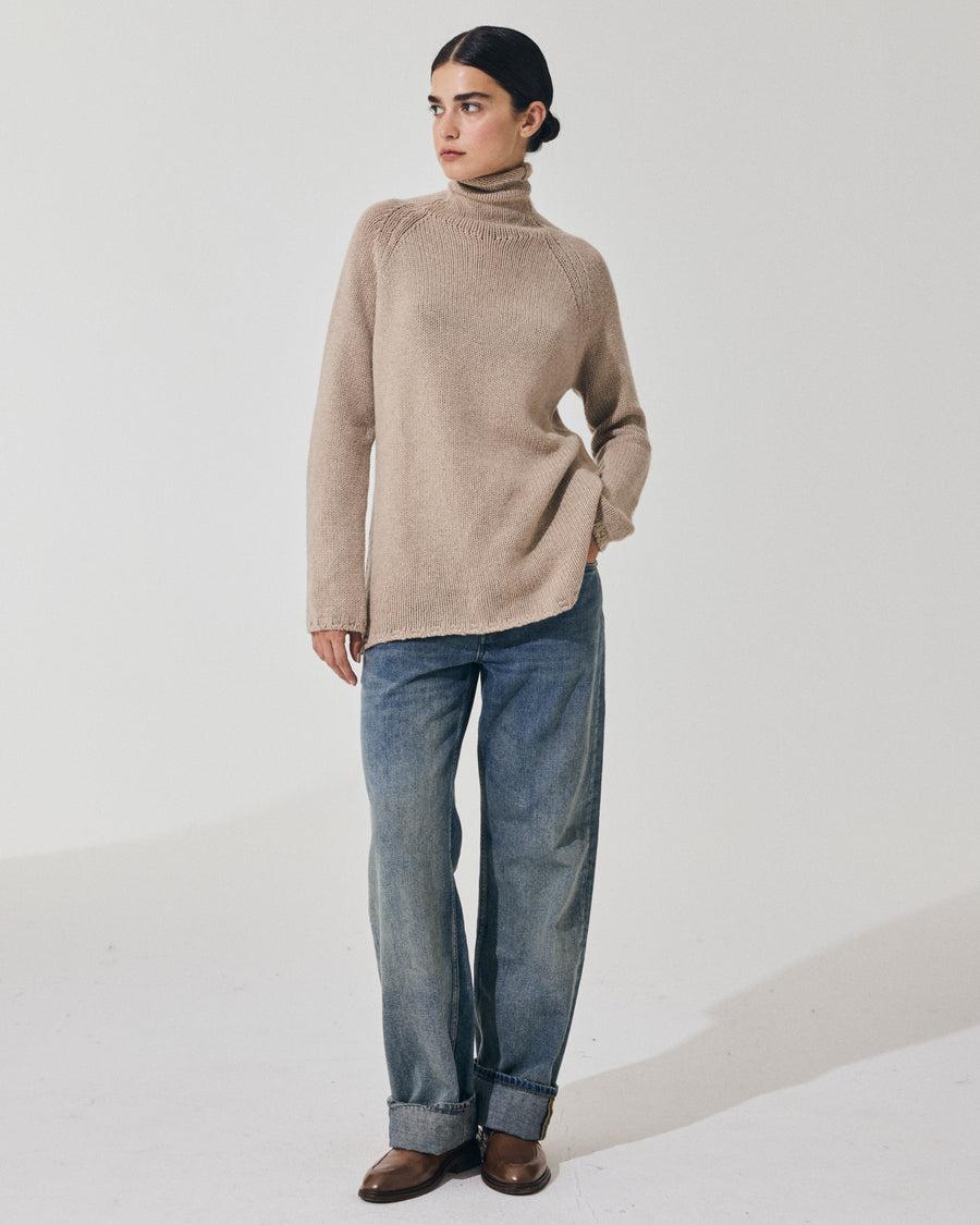 Scaglione MOCK NECK RAGLAN SUPERSOFT SAND Nuova