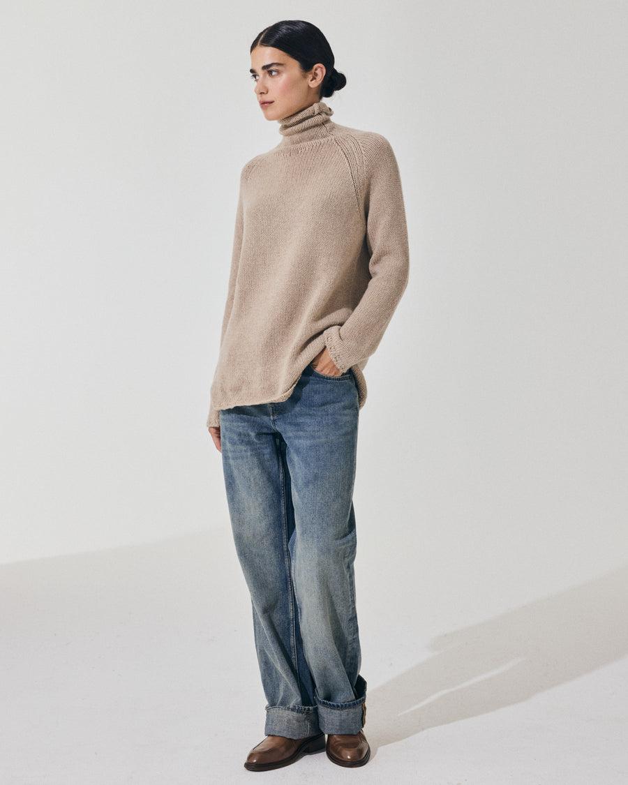 Scaglione MOCK NECK RAGLAN SUPERSOFT SAND Nuova