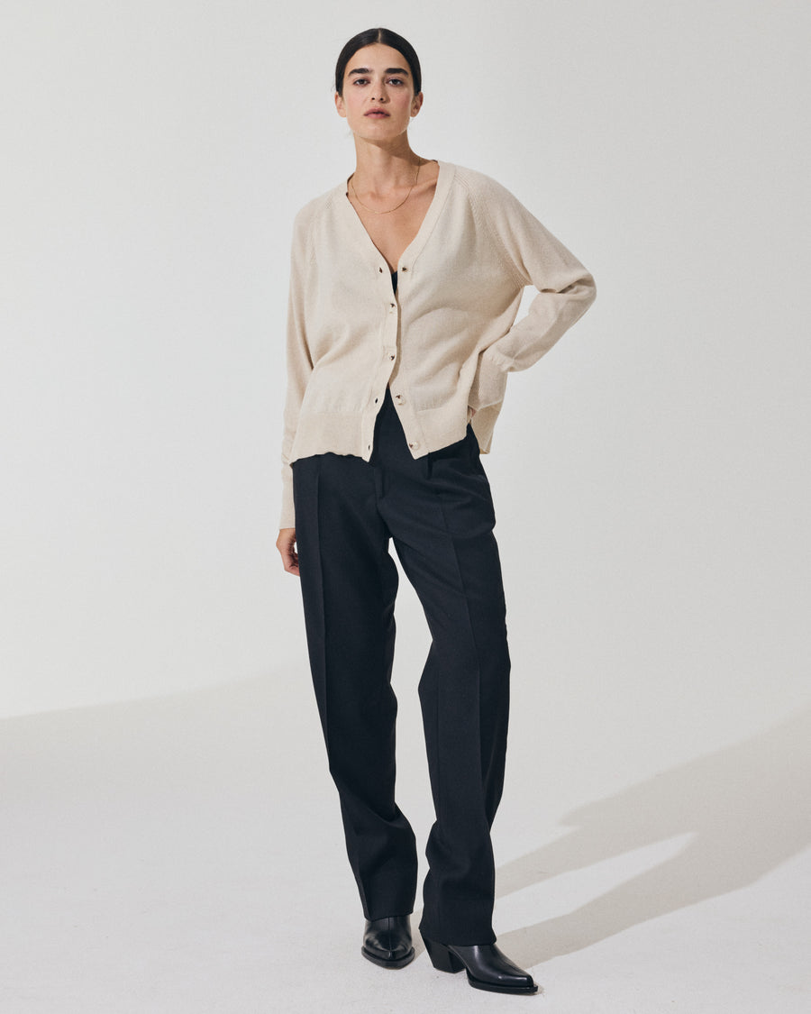 Scaglione CARDIGAN RAGLAN RIBBED SIDES MILK Qualità Garantita