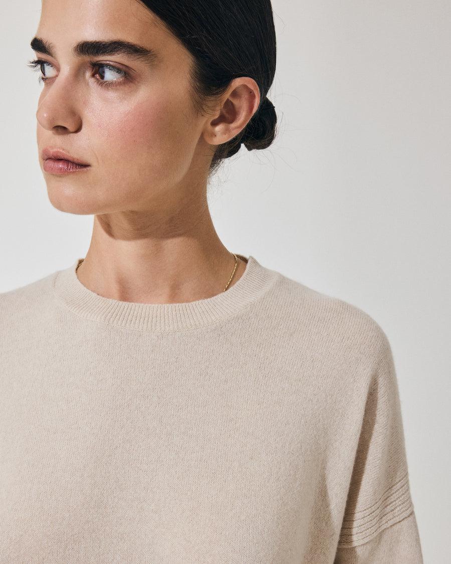 Scaglione ROUND NECK BOXY RIBBED SIDES BEIGE Acquista Ora