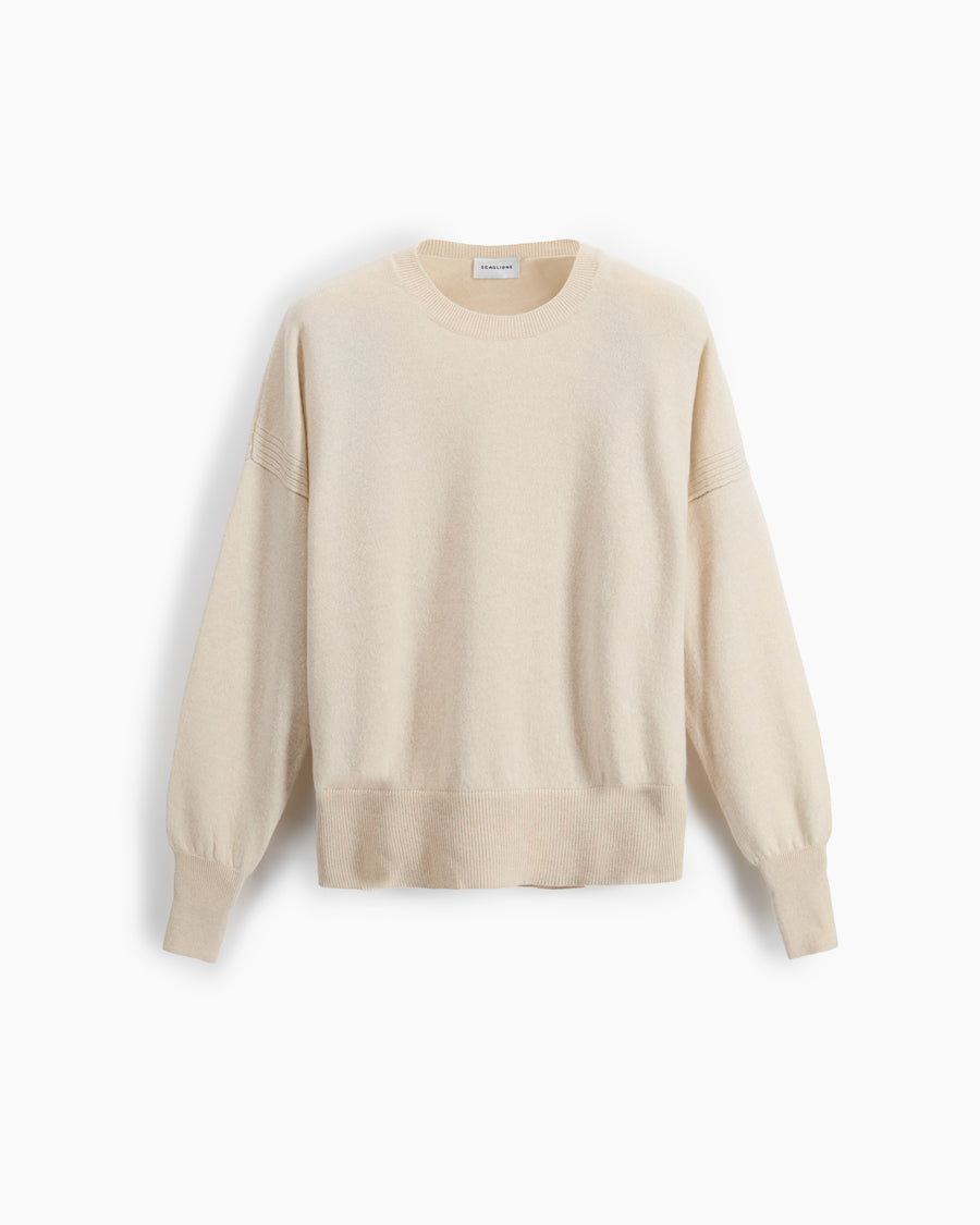 Scaglione ROUND NECK BOXY RIBBED SIDES BEIGE Acquista Ora