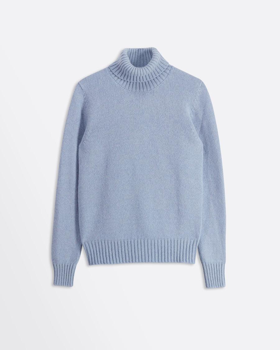 Scaglione TURTLE NECK SOFT HYBRID CASHMERE CELESTE Vendita
