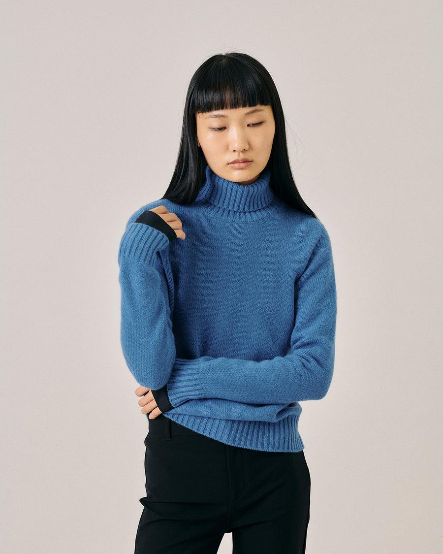 Scaglione TURTLE NECK SOFT HYBRID CASHMERE CORNFLOWER Spedizione Gratuita