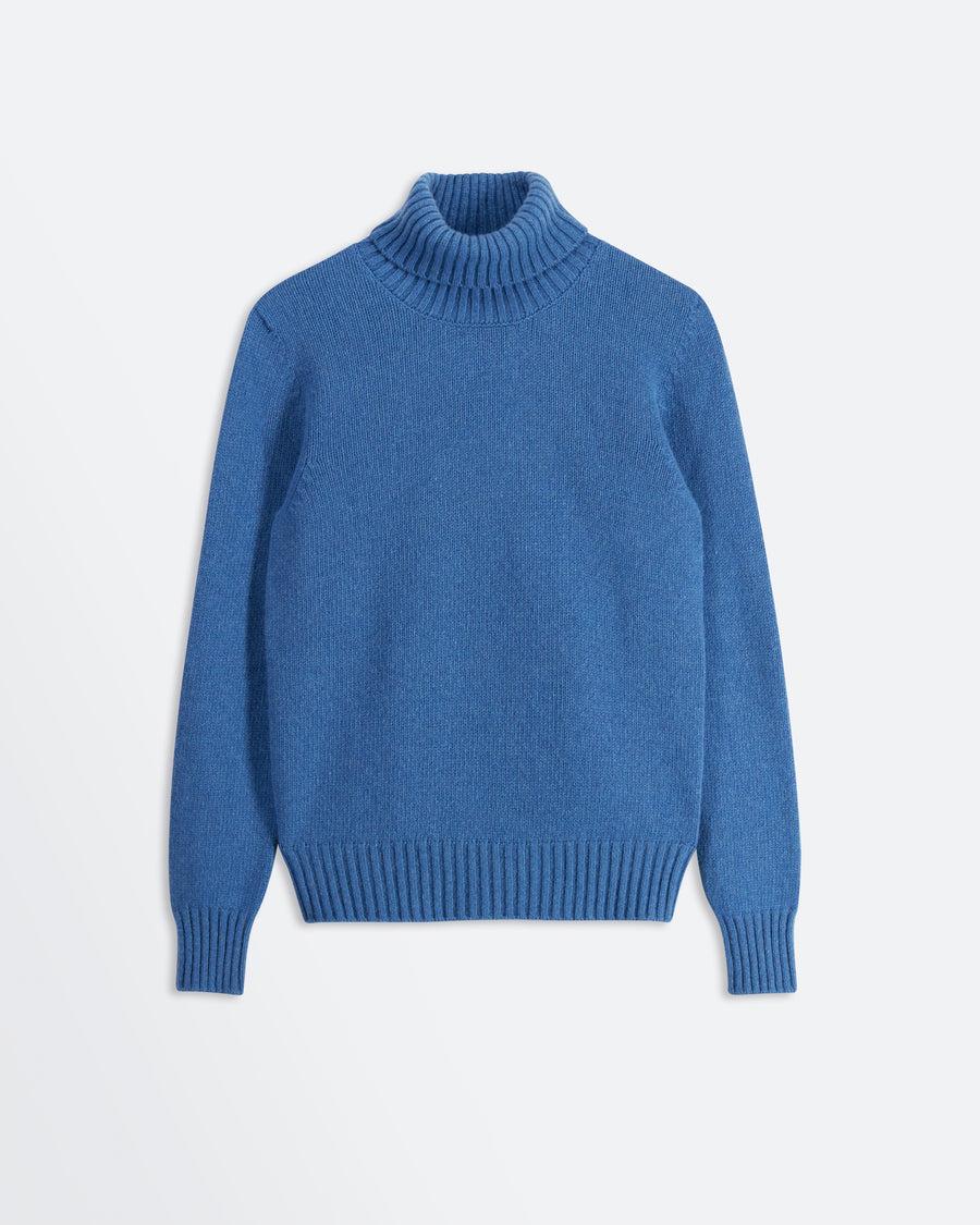 Scaglione TURTLE NECK SOFT HYBRID CASHMERE CORNFLOWER Spedizione Gratuita