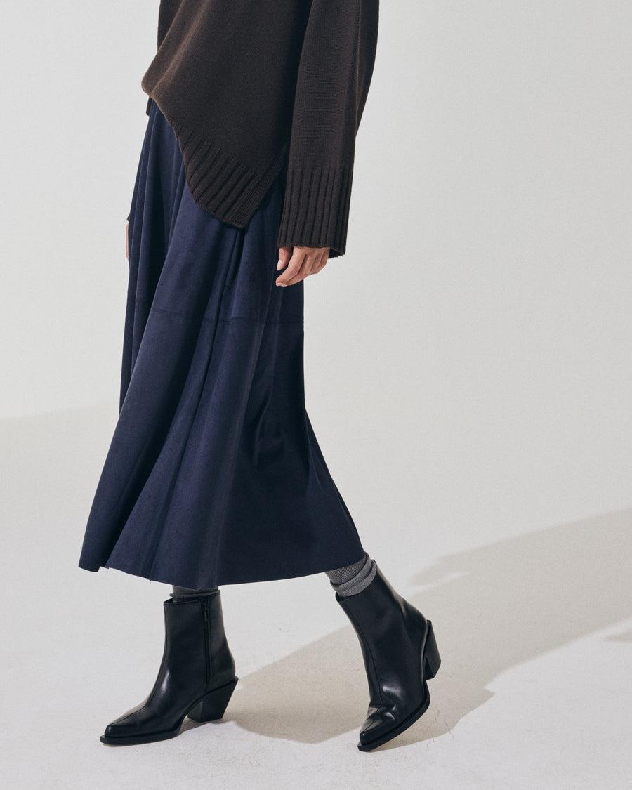 Scaglione SKIRT RUOTA ECOSUEDE NAVY Outlet