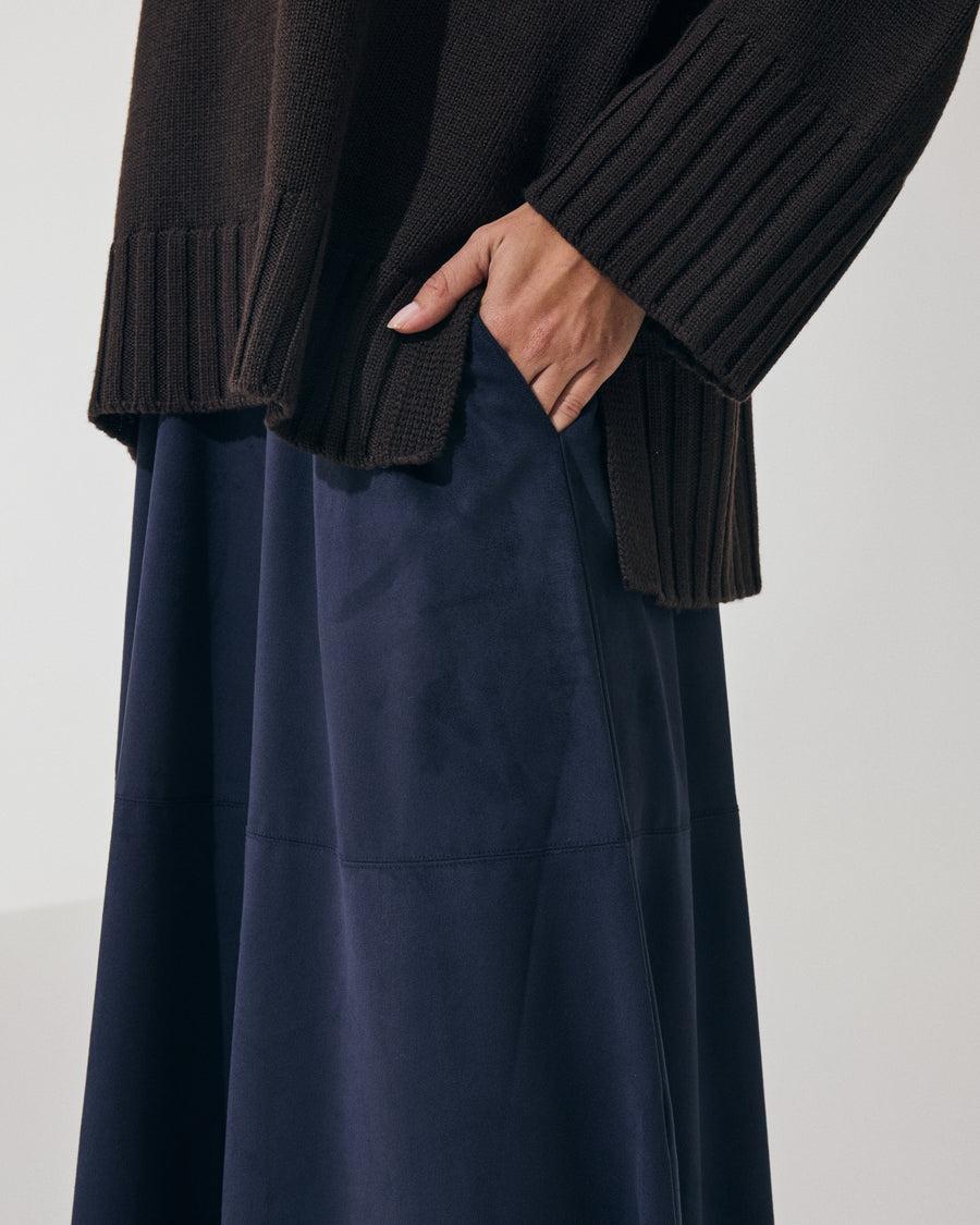 Scaglione SKIRT RUOTA ECOSUEDE NAVY Outlet
