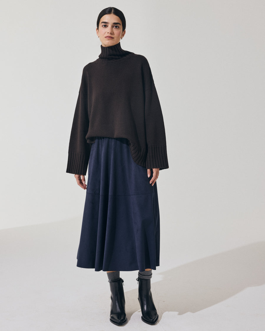 Scaglione SKIRT RUOTA ECOSUEDE NAVY Outlet