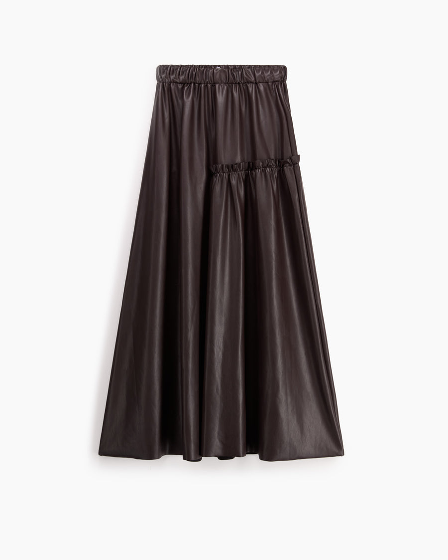 Scaglione SKIRT LUNGA CON ARRICCIO ECOPELLE MORO In Vendita