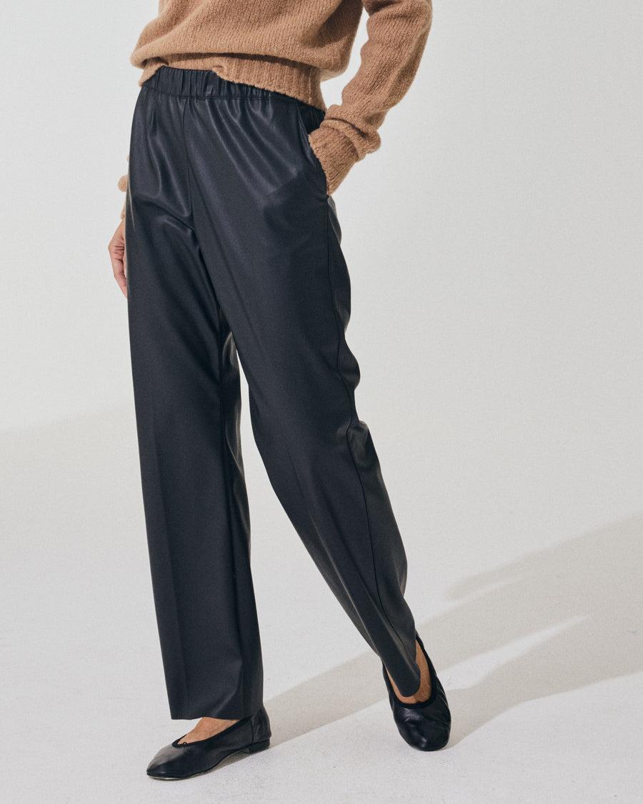 Scaglione PANT DRITTO ECOPELLE BLACK Saldi Di Fabbrica