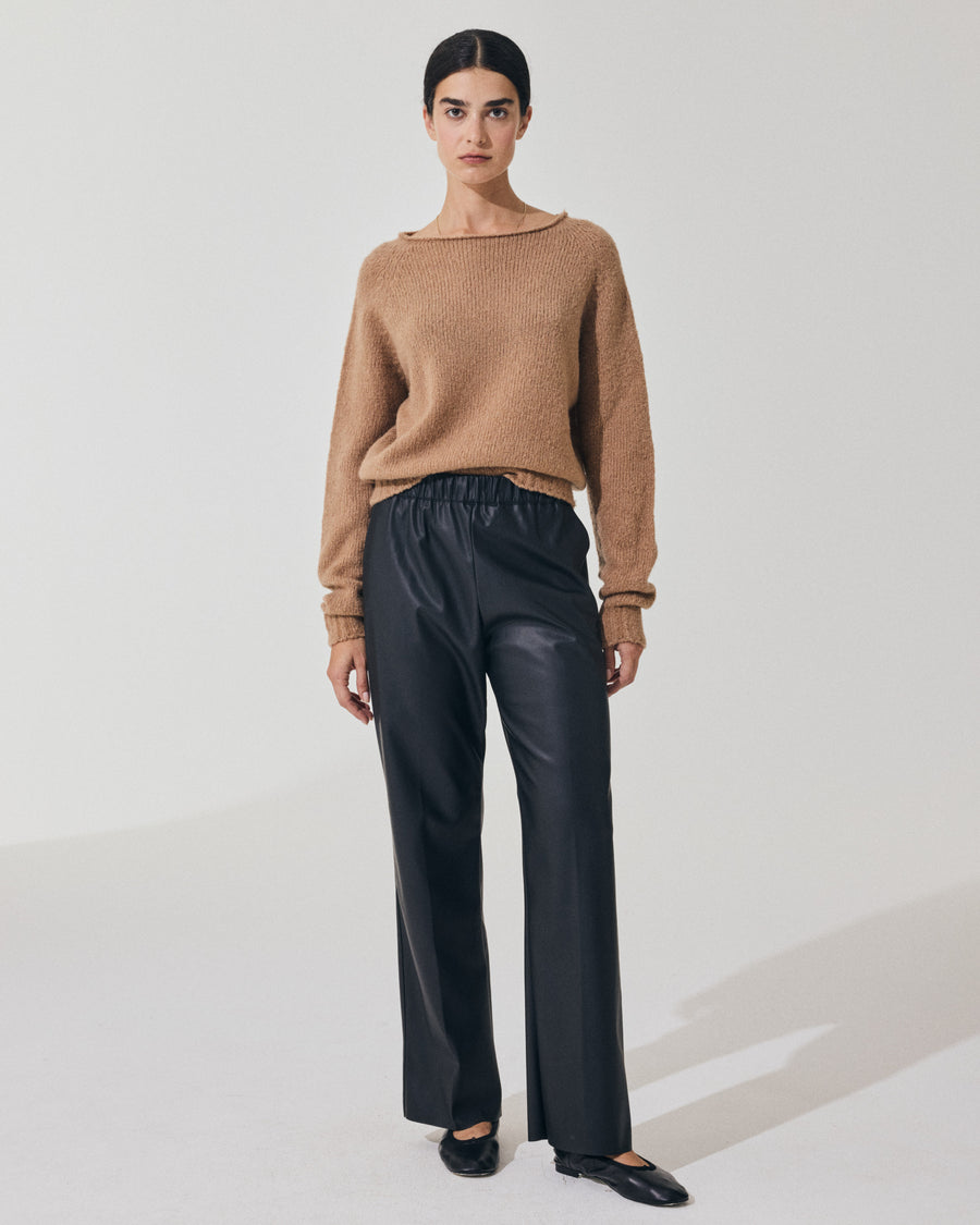 Scaglione PANT DRITTO ECOPELLE BLACK Saldi Di Fabbrica