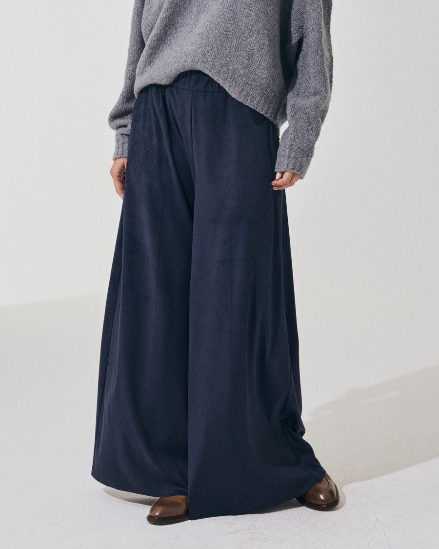 Scaglione PANT LARGO ECOSUEDE NAVY I Più Venduti