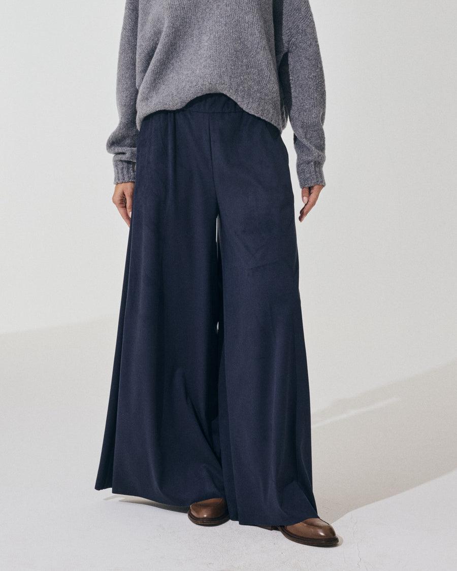 Scaglione PANT LARGO ECOSUEDE NAVY I Più Venduti