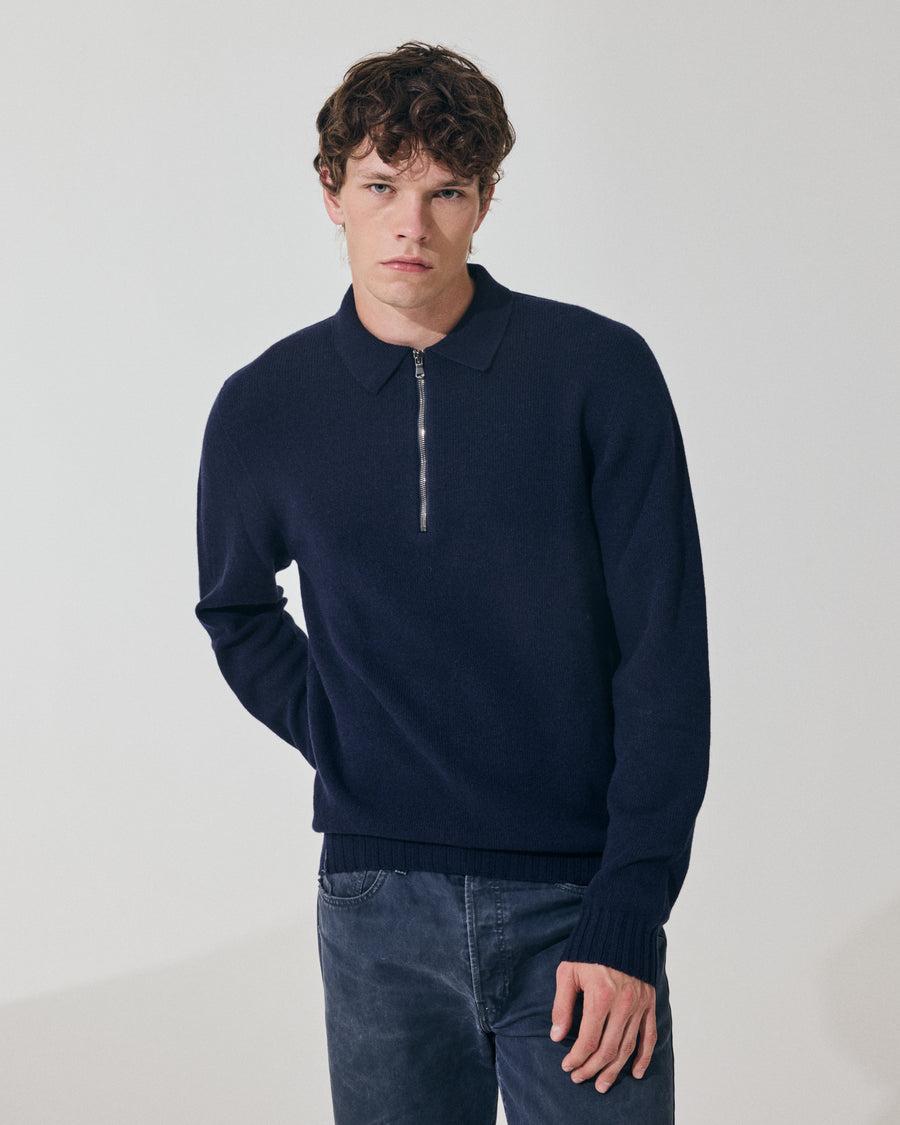 Scaglione POLO ZIP SEAMLESS MIXCASH NAVY In Saldo