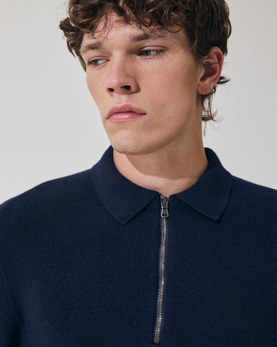 Scaglione POLO ZIP SEAMLESS MIXCASH NAVY In Saldo