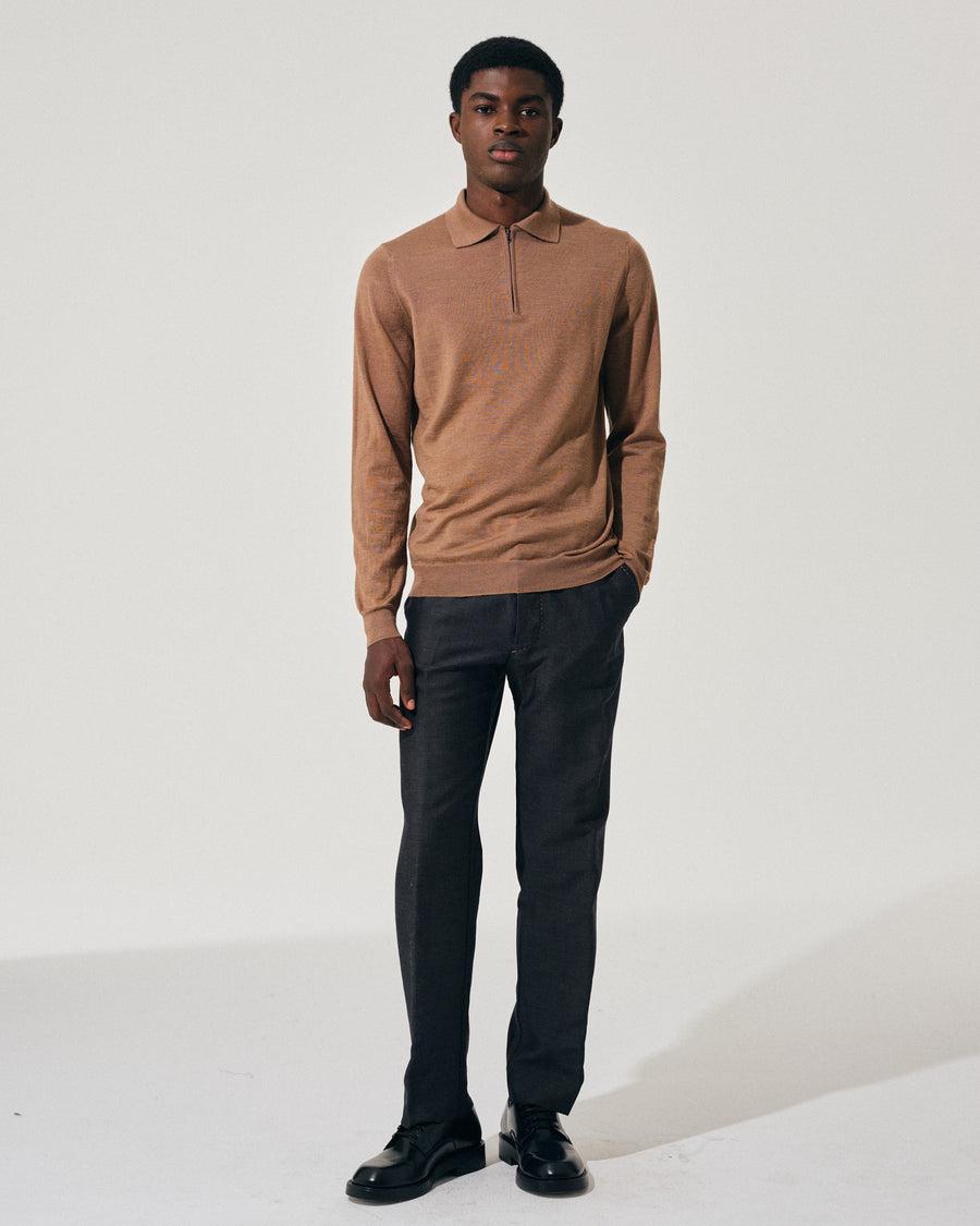 Scaglione POLO ZIP FINELUX CAMEL Nuovo