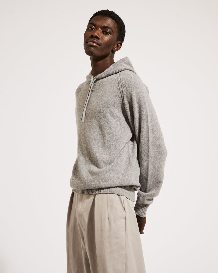 Scaglione HOODIE RAGLAN HYBRD CASHMERE GREY Vendita