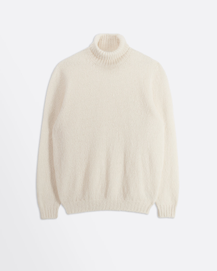 Scaglione TURTLE NECK SEAMLESS PUFFED CASHMERE MILK In Vendita