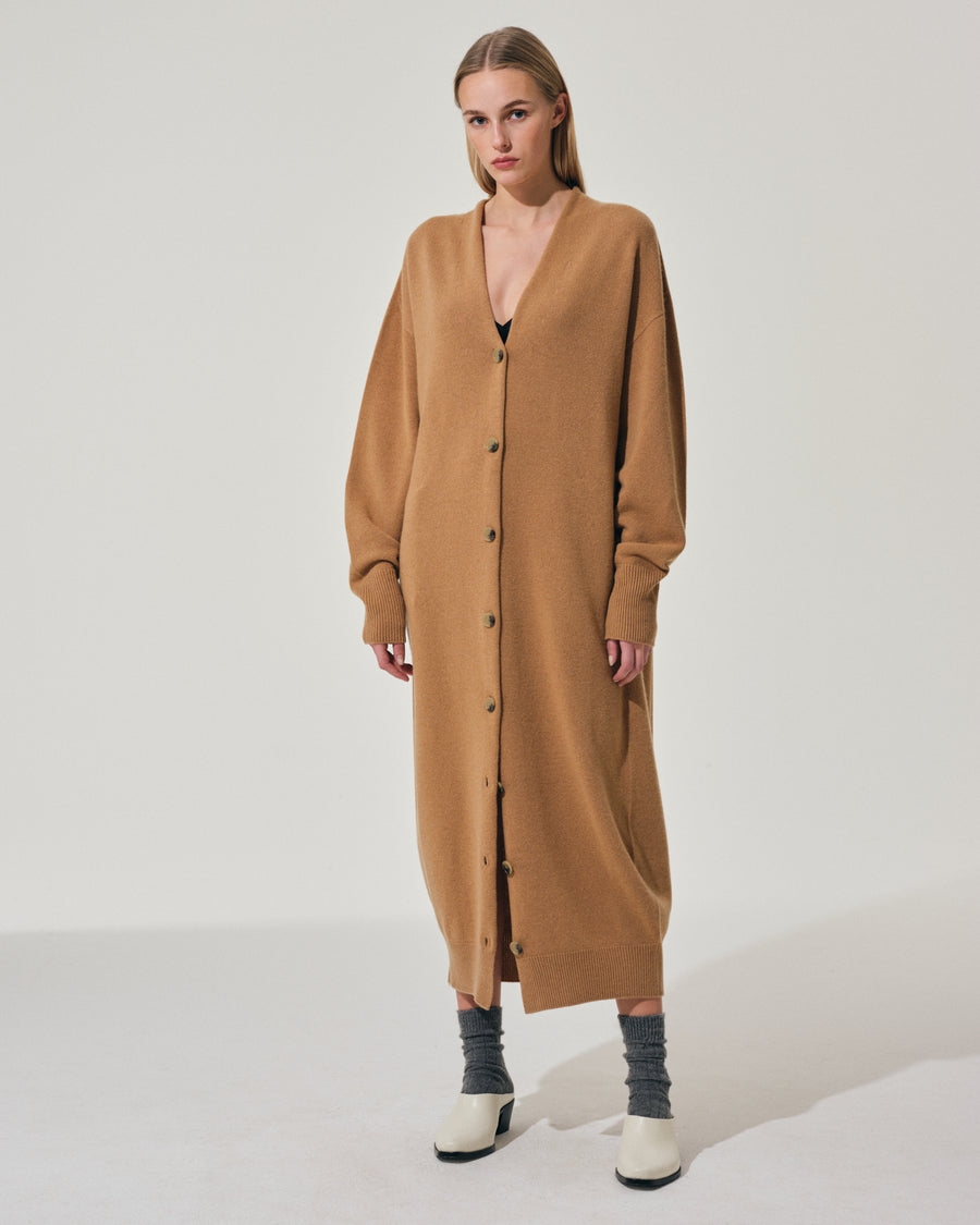 Scaglione CARDIGAN LUNGO SEAMLESS CARAMEL Spedizione Gratuita