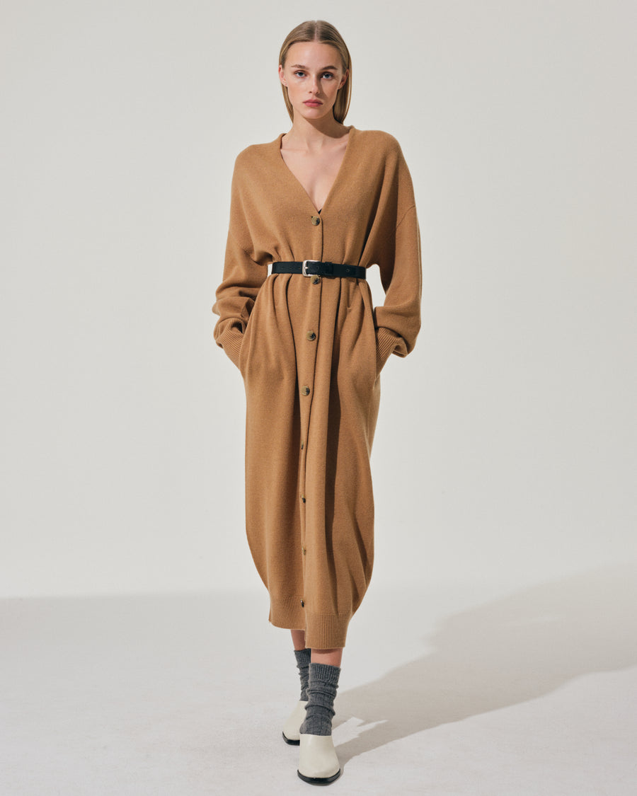 Scaglione CARDIGAN LUNGO SEAMLESS CARAMEL Spedizione Gratuita
