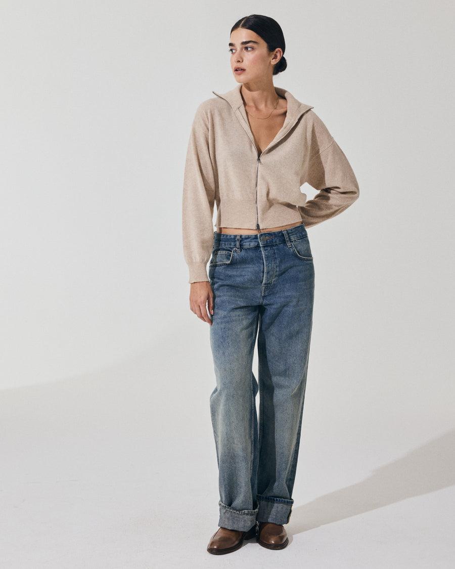 Scaglione BOMBER ZIP CASH BLEND SAND Shopping Online