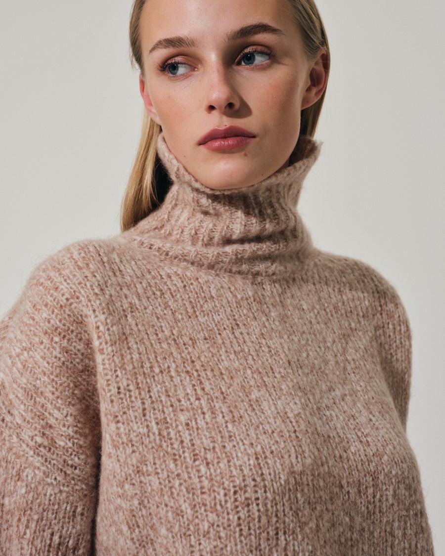 Scaglione MOCK NECK OVER MOULINE' CARAMEL Offerta