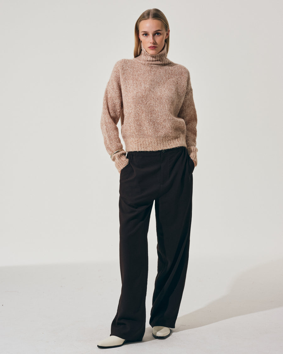 Scaglione MOCK NECK OVER MOULINE' CARAMEL Offerta