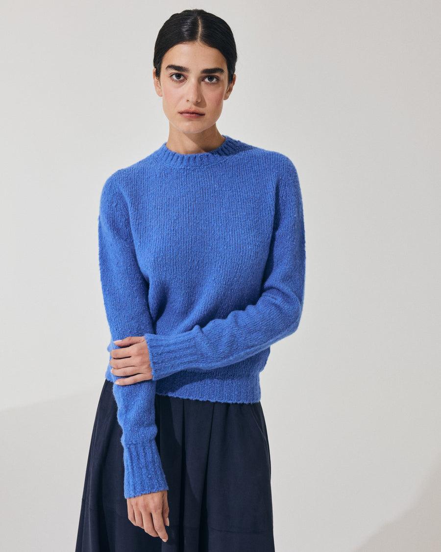 Scaglione ROUND NECK SLIM PUFFED CASHMERE SEAMLESS CORNFLOWER Outlet
