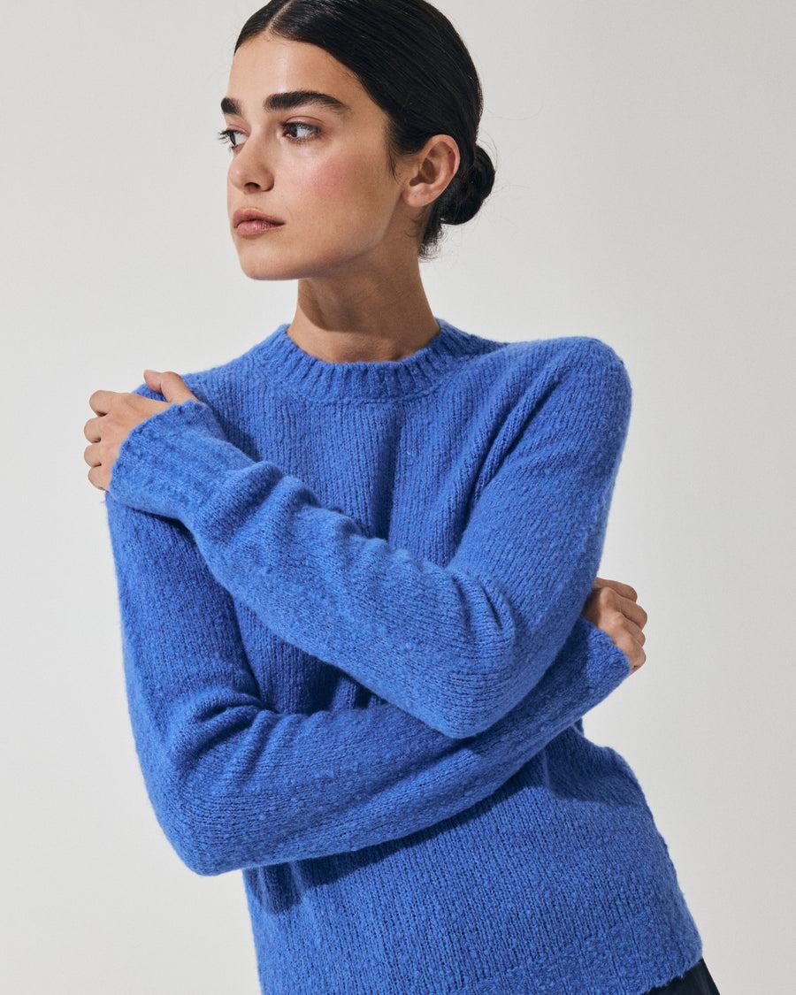 Scaglione ROUND NECK SLIM PUFFED CASHMERE SEAMLESS CORNFLOWER Outlet