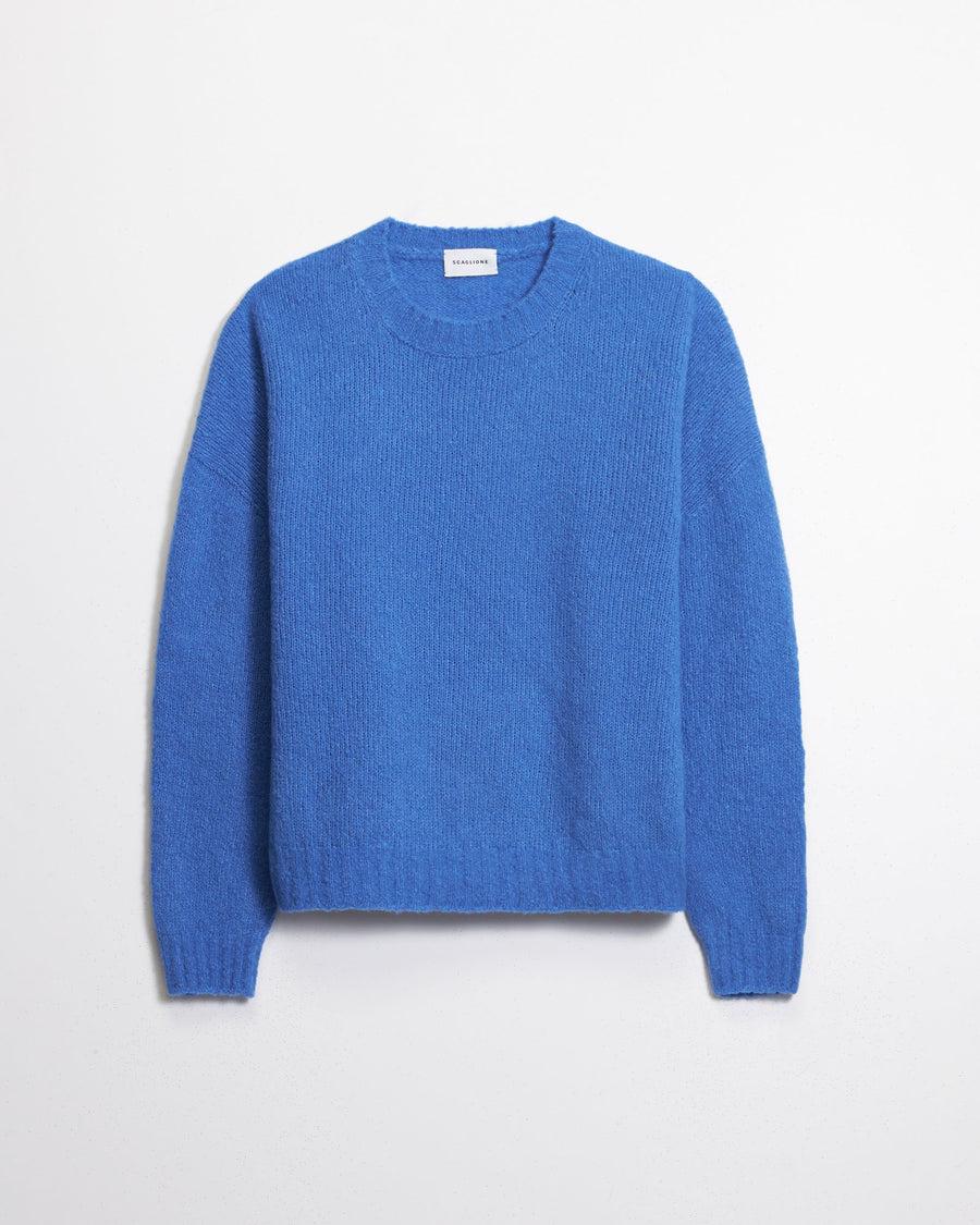 Scaglione ROUND NECK OVER PUFFED CASHMERE CORNFLOWER In Vendita