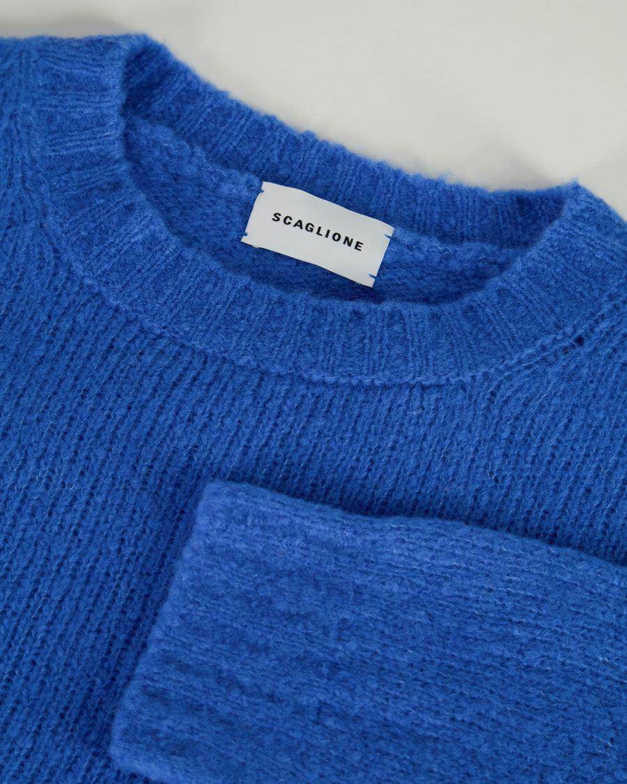 Scaglione ROUND NECK OVER PUFFED CASHMERE CORNFLOWER In Vendita