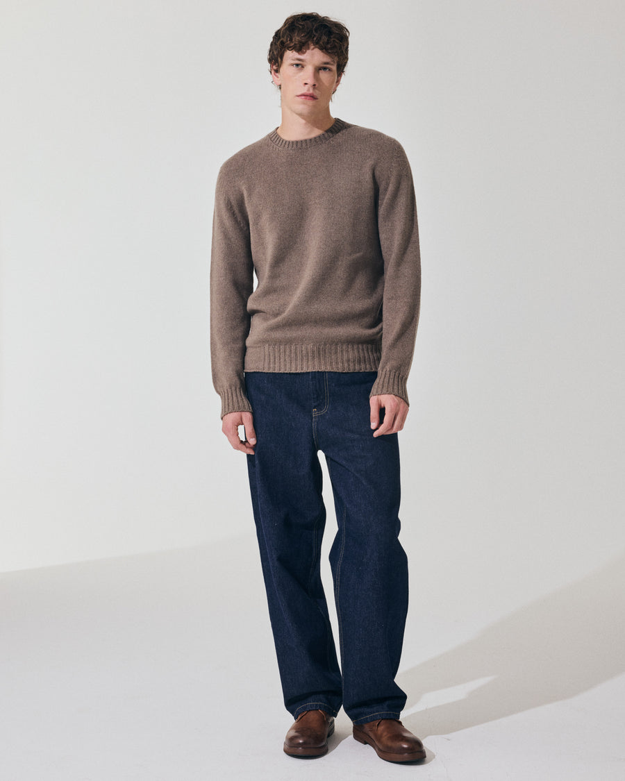 Scaglione ROUND NECK SOFT HYBRD CASHMERE TAUPE Moda