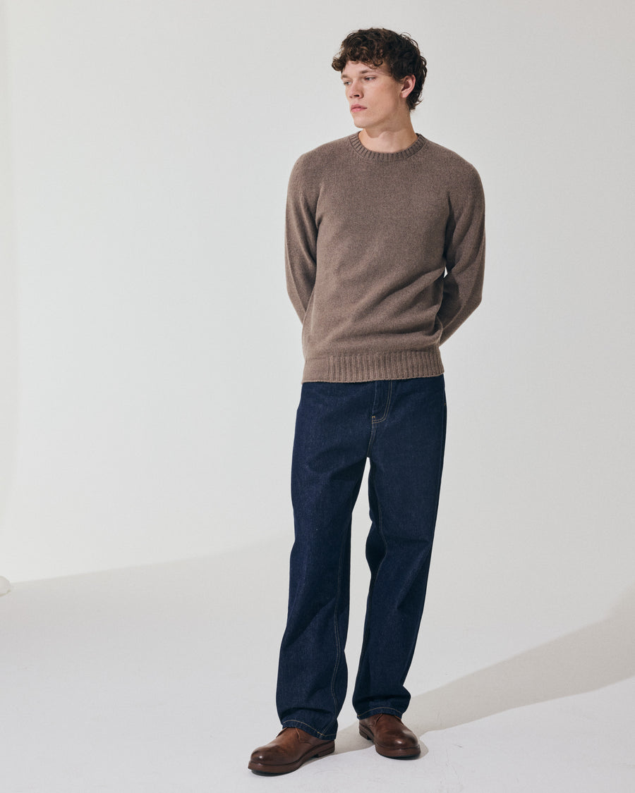 Scaglione ROUND NECK SOFT HYBRD CASHMERE TAUPE Moda
