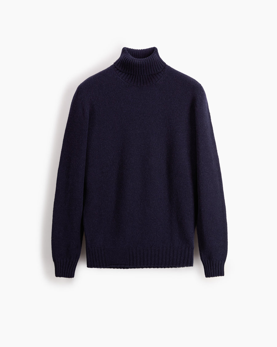 Scaglione TURTLE NECK SEAMLESS SOFTWOOL DKNAVY Italy