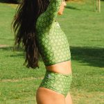 Sort of looser Eco-Crop Top_Flowers Vendita Calda
