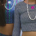 Sort of looser Eco-Crop Top_Optycal Waves Vendita Economica