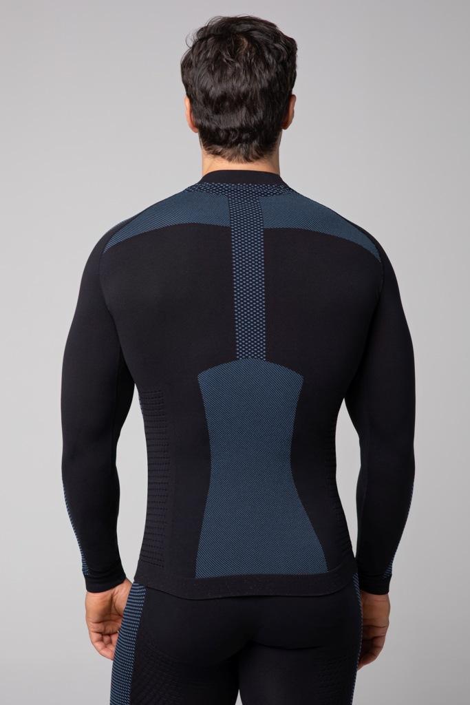 Spaio SPAIO MAGLIA M/L TERMOATTIVA "FIERCE" NERO/BLU Soddisfazione Garantita