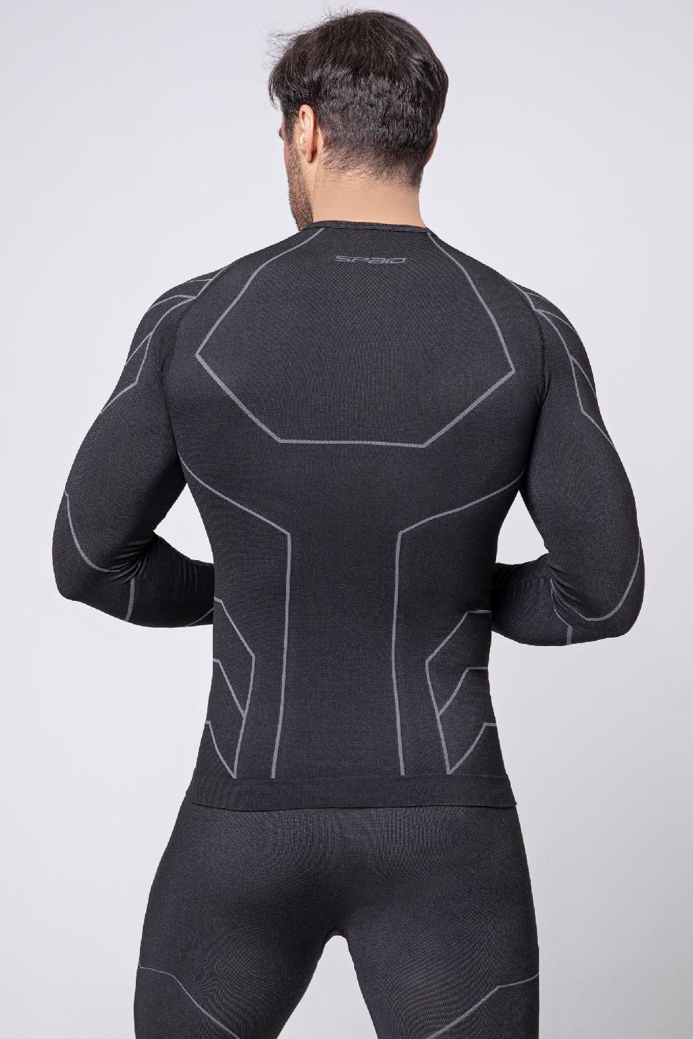 Spaio SPAIO MAGLIETTA CON MANICHE LUNGHE "RAPID" UOMO NERO/GRIGIO Vendita Calda
