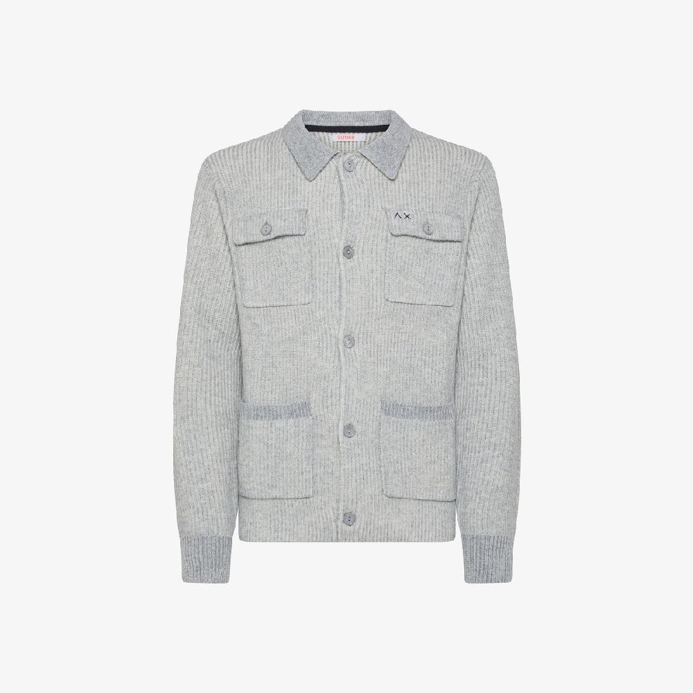 Sun 68 Cardigan In Lana E Cashmere A Coste - Uomo Offerta