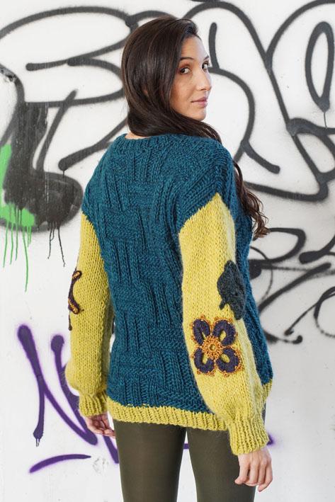 Tricot à Porter Bicolor sleeves flower In Saldo
