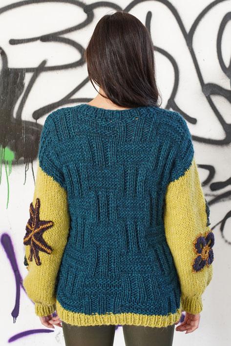 Tricot à Porter Bicolor sleeves flower In Saldo