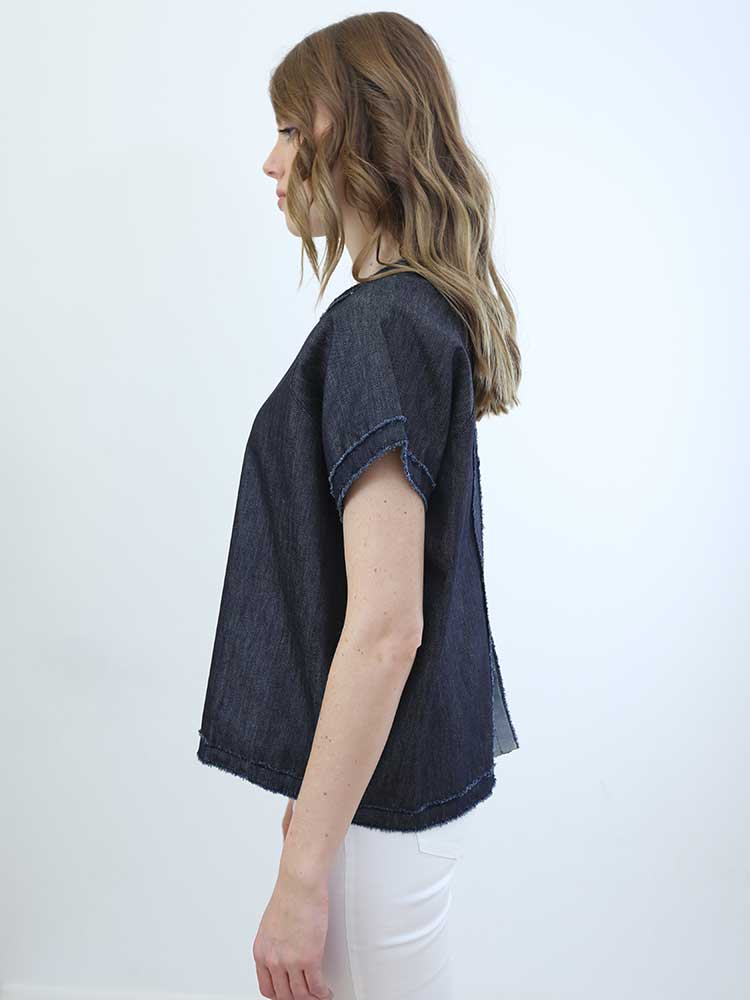 Tricot à Porter CAMICIA DENIM CON APERTURA SULLA SCHIENA Fino Al -60%