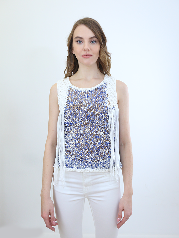 Tricot à Porter CANOTTA MOULINE CON FRANGE Shopping Online
