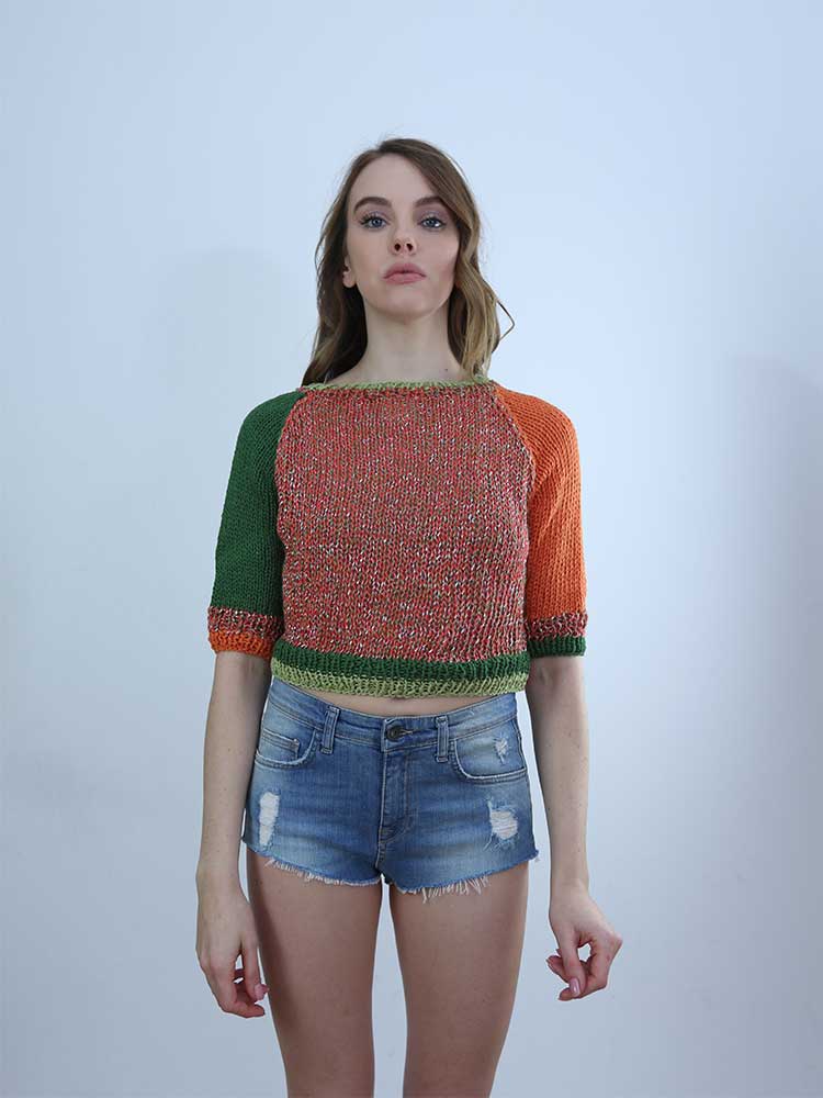 Tricot à Porter MAGLIA CROPPED MANICA 3/4 In Vendita