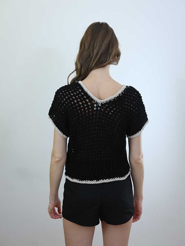 Tricot à Porter MAGLIA CUBO SENZA MANICHE SCOLLO V CON FRANGE Vendita Economica