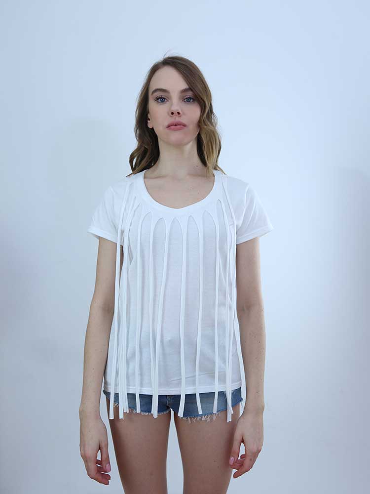 Tricot à Porter T-SHIRT CON FRANGE IN JERSEY 2025