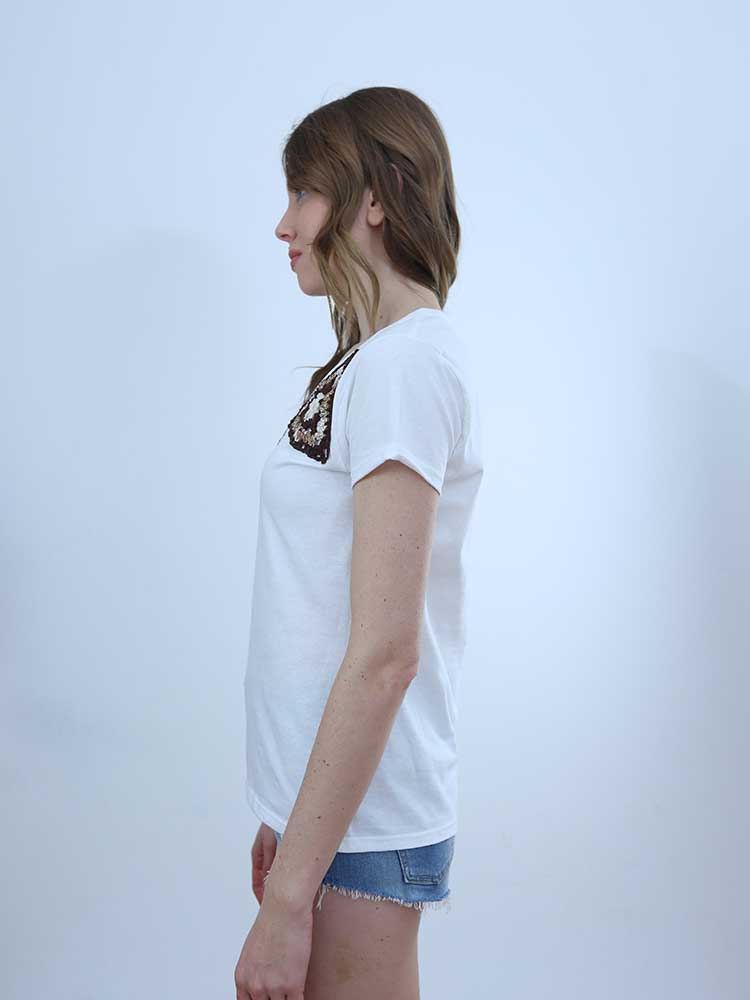 Tricot à Porter T-SHIRT SCOLLO PROFONDO APPLICAZIONI CROCHET Qualità
