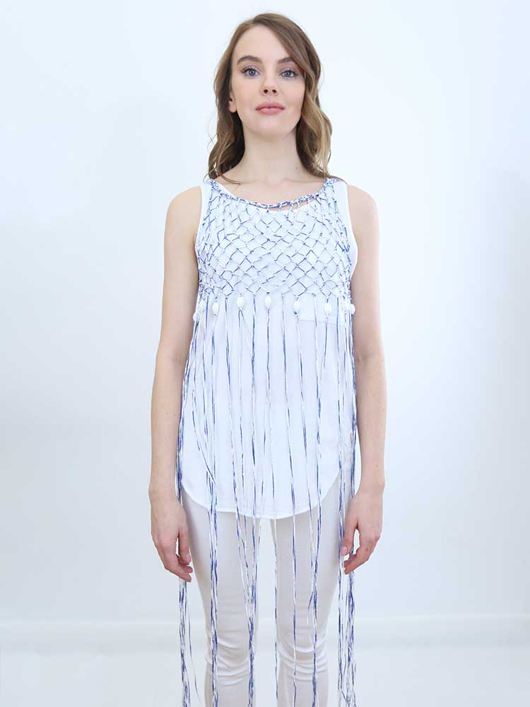 Tricot à Porter TOP RETE CON FRANGE Soddisfazione Garantita