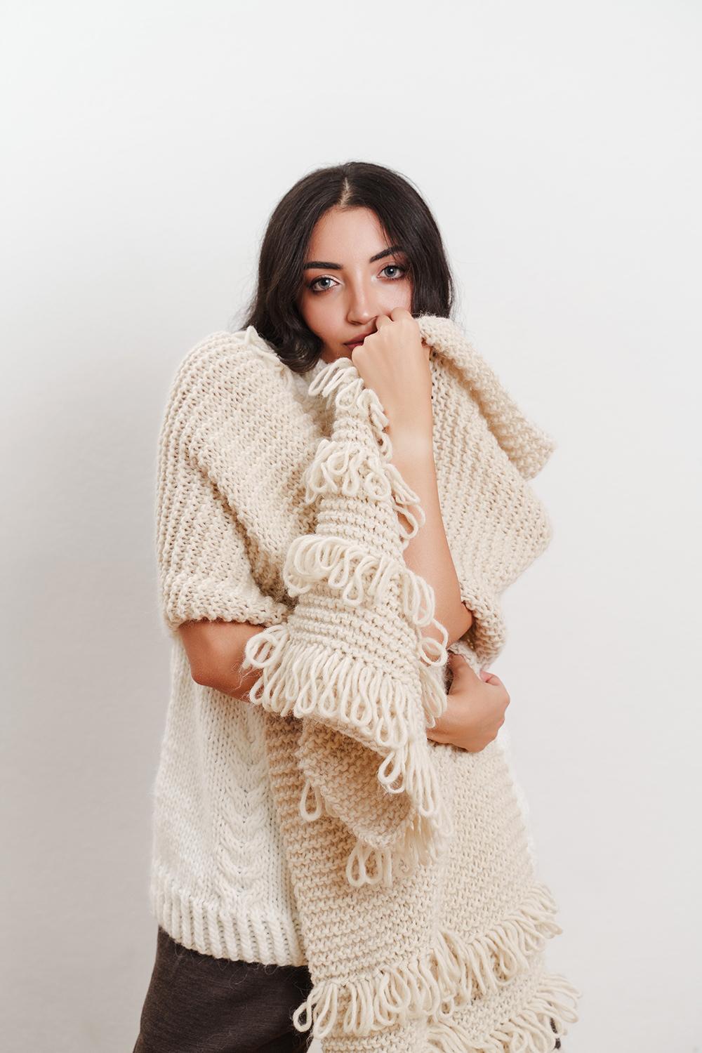 Tricot à Porter Sciarpa con finitura punto pelliccia Online